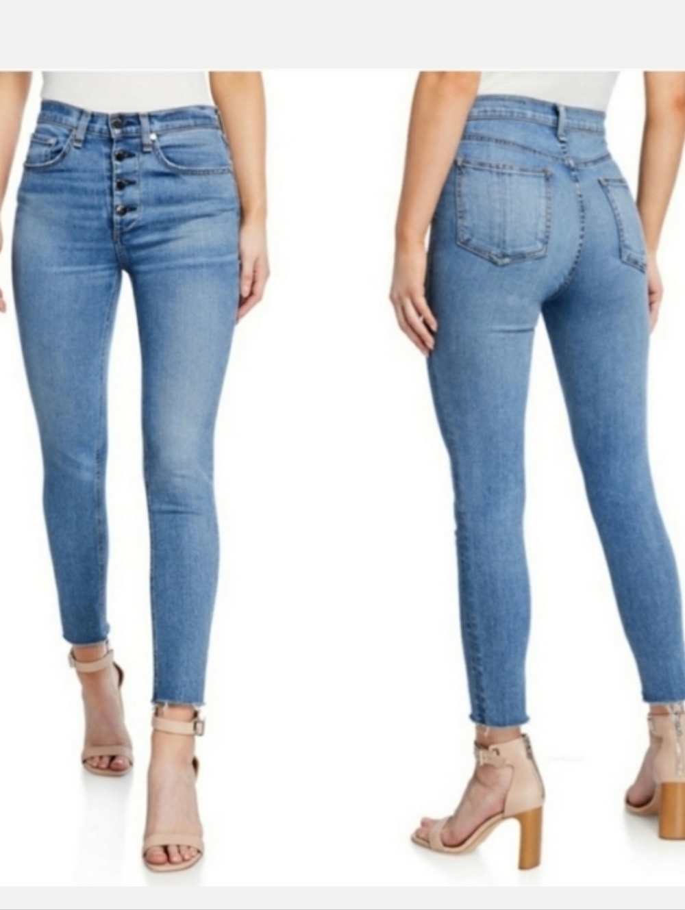 Rag & Bone Womens Jeans 25 Nina High Rise Skinny Ankle Crop Button Fly Jeans